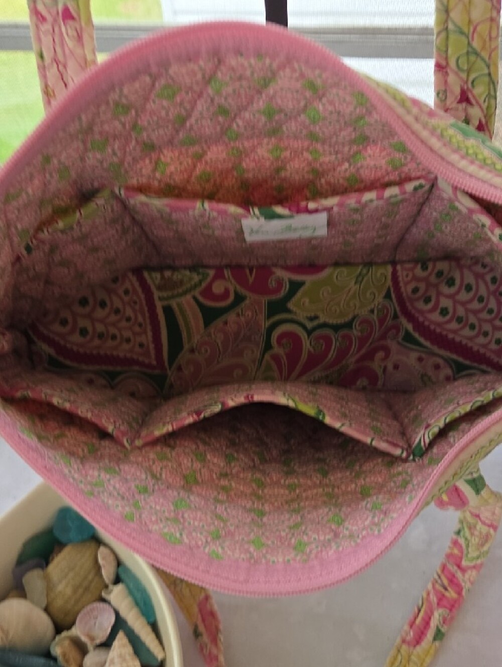 Vera Bradley Quilted Paisley Tote in Pink & Green - Picture 6 of 10